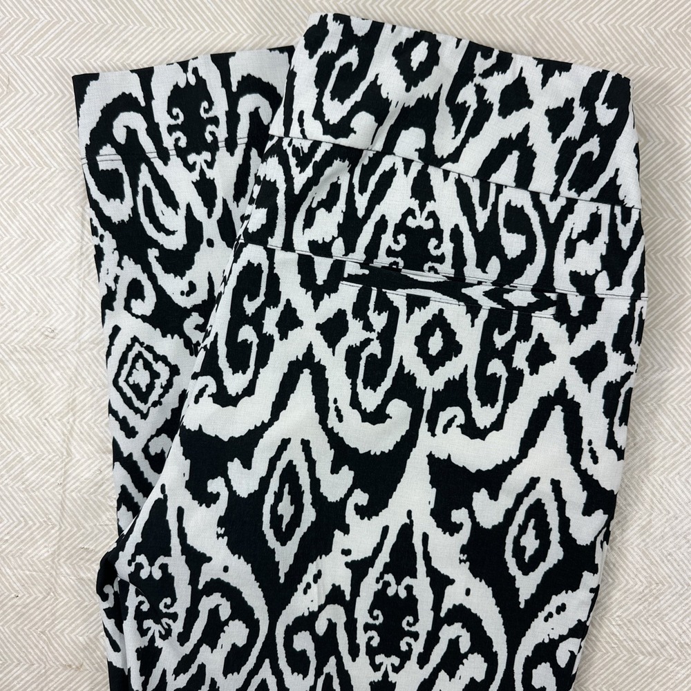 IBKUL Pants Womens 8 Damask Print High Rise Straight Ankle Golf Activewear 30x28